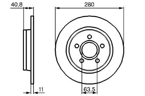 Volvo S40 1.6D Drive 2004-2012 Bosch Arka Disk 280mm 2 Adet