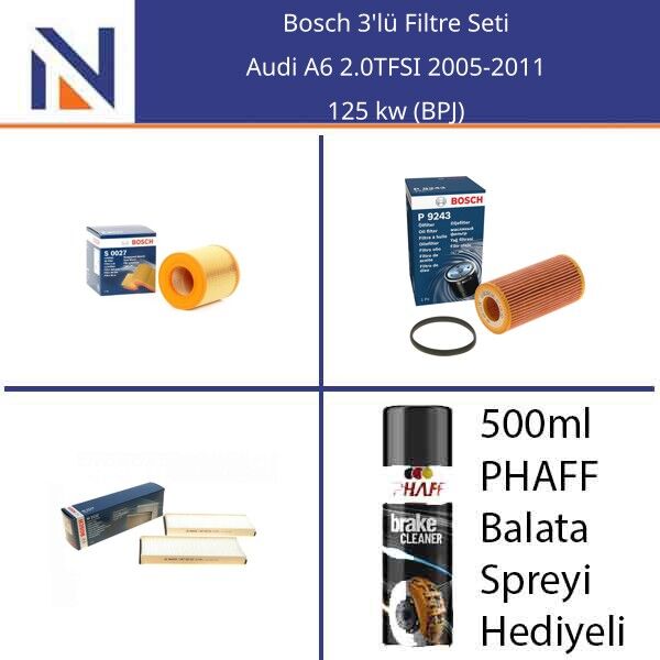 Audi A6 2.0TFSI 2005-2011 Bosch 3'lü Filtre Seti