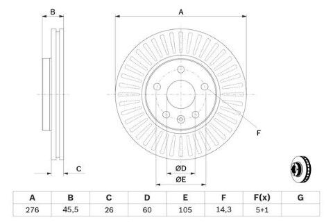 Chevrolet Cruze 1.6 2009-2014 Bosch Ön Disk 276mm 2 Adet (F16D3-F16D4)