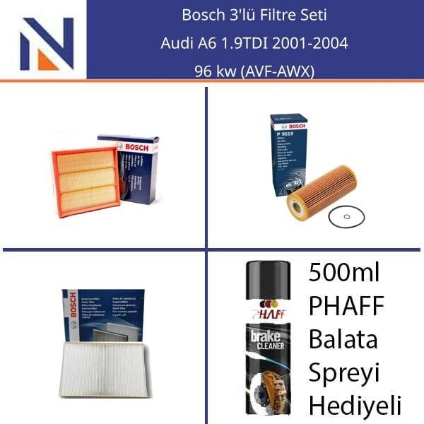 Audi A6 1.9TDI 2001-2004 Bosch 3'lü Filtre Seti