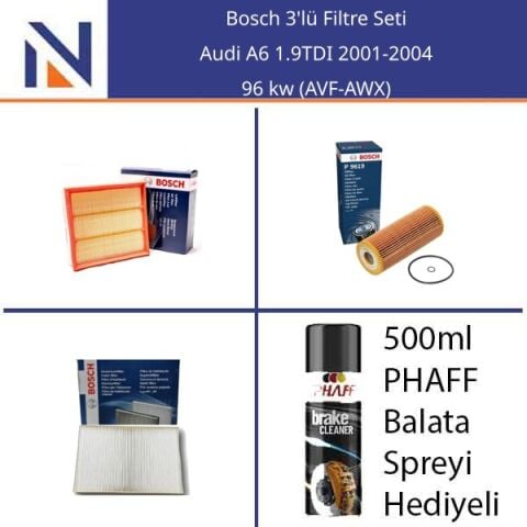 Audi A6 1.9TDI 2001-2004 Bosch 3'lü Filtre Seti