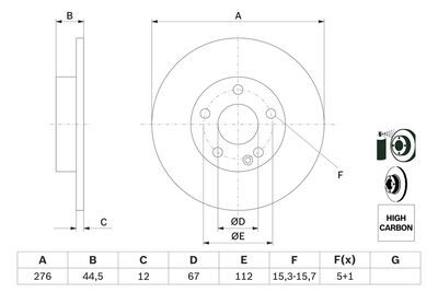 Mercedes A Serisi (169) A160 1.5 2009-2012 Bosch Ön Disk 276mm Düz 2 Adet