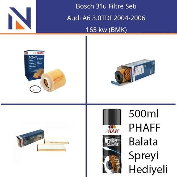 Audi A6 3.0TDI 2004-2006 Bosch 3'lü Filtre Seti