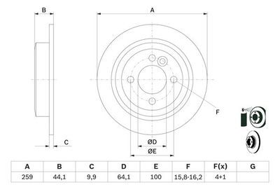 Mini One R50 1.6 2001-2006 Bosch Arka Disk 259mm 2 Adet