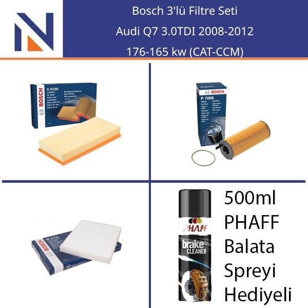 Audi Q7 3.0TDI 2008-2012 Bosch 3'lü Filtre Seti