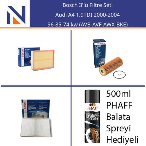 Audi A4 1.9TDI 2000-2004 Bosch 3'lü Filtre Seti