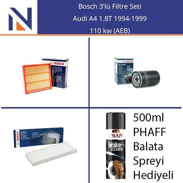 Audi A4 1.8T 1994-1999 Bosch 3'lü Filtre Seti