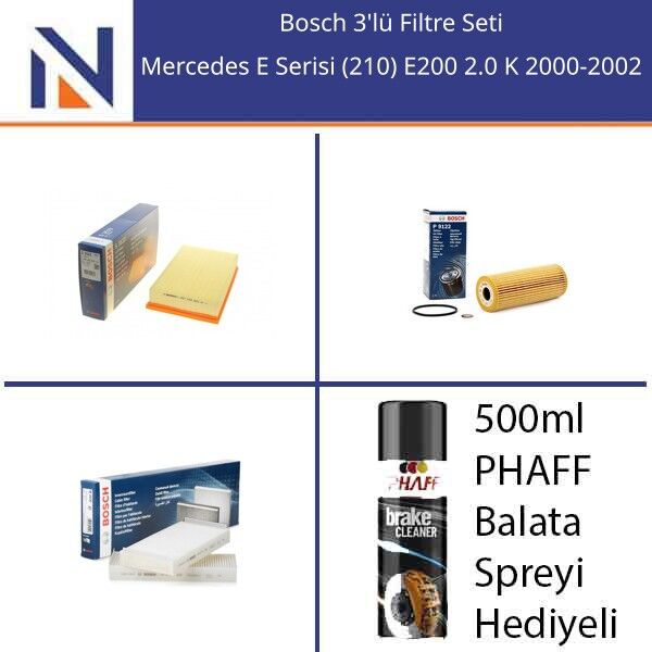 Mercedes E Serisi (210) E200 2.0 K 2000-2002 Bosch 3'lü Filtre Seti