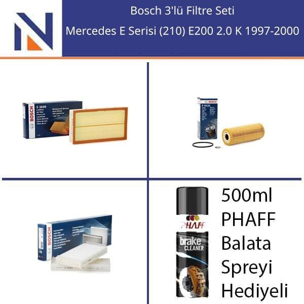 Mercedes E Serisi (210) E200 2.0 K 1997-2000 Bosch 3'lü Filtre Seti