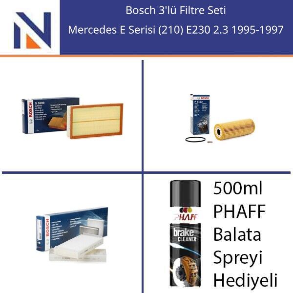 Mercedes E Serisi (210) E230 2.3 1995-1997 Bosch 3'lü Filtre Seti