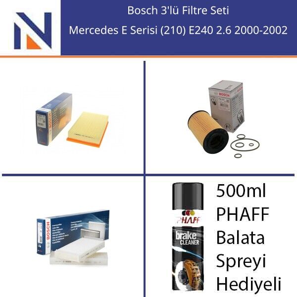 Mercedes E Serisi (210) E240 2.6 2000-2002 Bosch 3'lü Filtre Seti