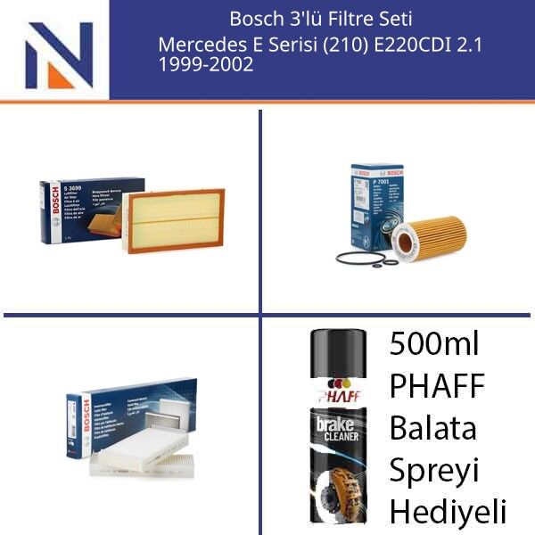 Mercedes E Serisi (210) E220CDI 2.1 1999-2002 Bosch 3'lü Filtre Seti