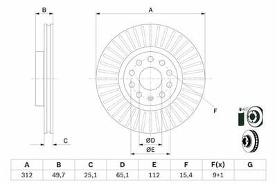 Audi A1 1.4TFSI 2010-2015 Bosch Ön Disk (312 mm) 2 Adet