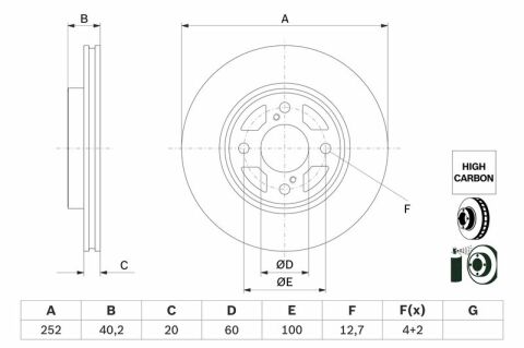 Suzuki Baleno 1.2 2016-2020 Bosch Ön Disk 252mm 2 Adet