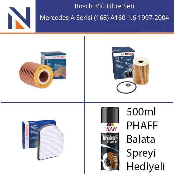 Mercedes A Serisi (168) A160 1.6 1997-2004 Bosch 3'lü Filtre Seti
