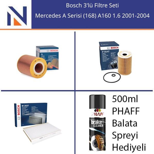 Mercedes A Serisi (168) A160 1.6 2001-2004 Bosch 3'lü Filtre Seti
