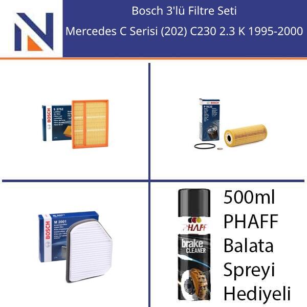 Mercedes C Serisi (202) C230 2.3 K 1995-2000 Bosch 3'lü Filtre Seti