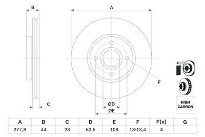 Ford B-Max 1.4 2012-2015 Bosch Ön Disk 278mm 2 Adet