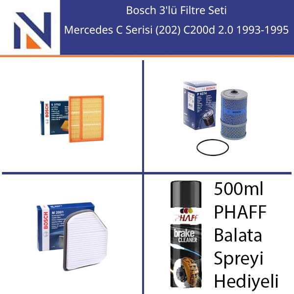 Mercedes C Serisi (202) C200d 2.0 1993-1995 Bosch 3'lü Filtre Seti