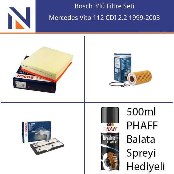 Mercedes Vito 112 CDI 2.2 1999-2003 Bosch 3'lü Filtre Seti