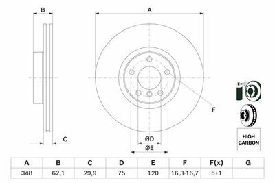 BMW X5 E70 48i xD 4.8 2008-2010 Bosch Ön Disk 348mm 2 Adet
