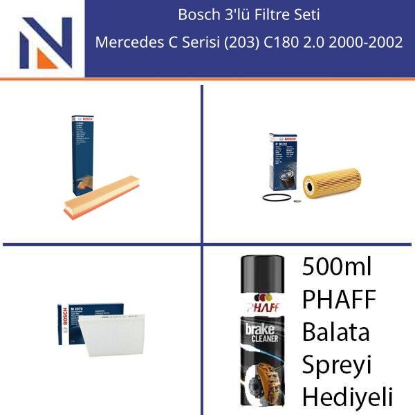 Mercedes C Serisi (203) C180 2.0 2000-2002 Bosch 3'lü Filtre Seti