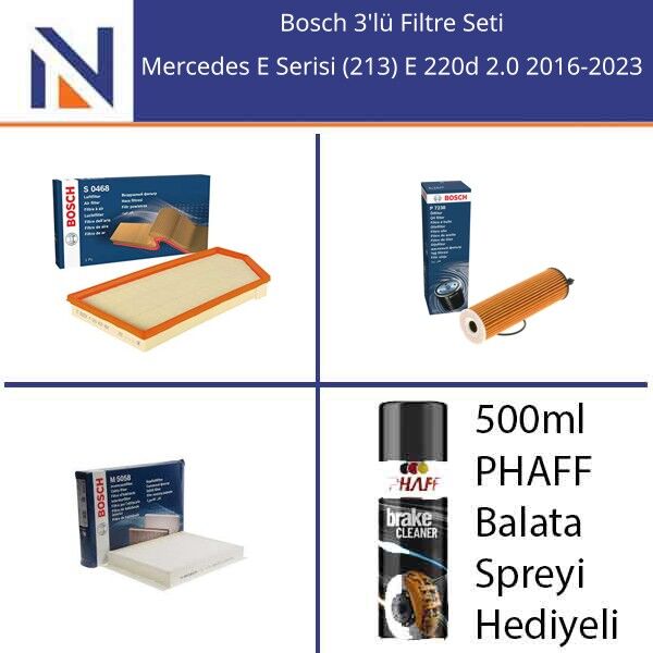Mercedes E Serisi (213) E 220d 2.0 2016-2023 Bosch 3'lü Filtre Seti