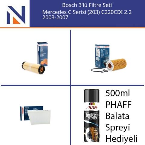 Mercedes C Serisi (203) C220CDI 2.2 2003-2007 Bosch 3'lü Filtre Seti