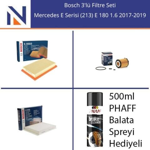 Mercedes E Serisi (213) E 180 1.6 2017-2019 Bosch 3'lü Filtre Seti