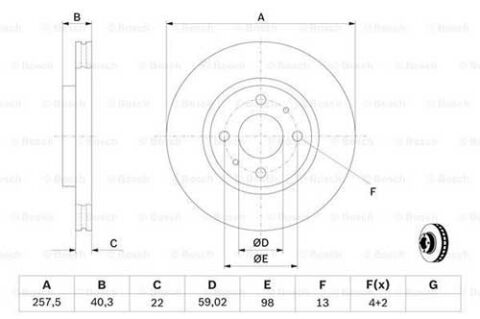 Lancia Ypsilon 1.3MJ 2006-2016 Bosch Ön Disk 257mm 4 Bijon 2 Adet