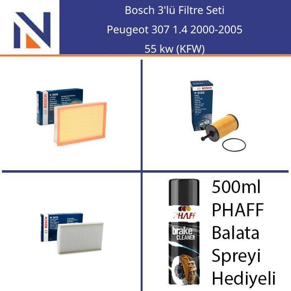 Peugeot 307 1.4 2000-2005 Bosch 3'lü Filtre Seti