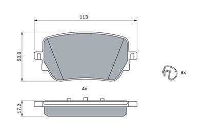 Mercedes CLA Serisi (117) CLA180d 1.5 2019-2026 Bosch Arka Balata 113mm NETPAR4890
