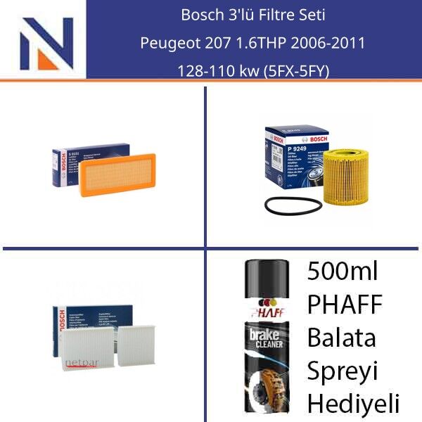 Peugeot 207 1.6THP 2006-2011 Bosch 3'lü Filtre Seti