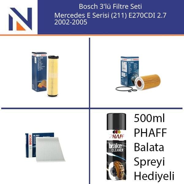 Mercedes E Serisi (211) E270CDI 2.7 2002-2005 Bosch 3'lü Filtre Seti