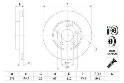 Mercedes A Serisi (169) A180 1.7 2009-2012 Bosch Ön Disk 2 Adet