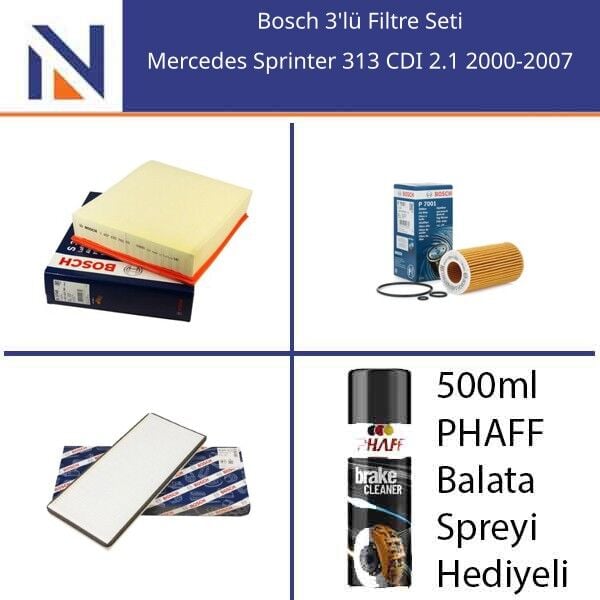 Mercedes Sprinter 313 CDI 2.1 2000-2007 Bosch 3'lü Filtre Seti