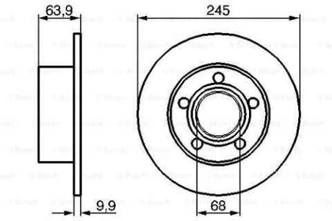 Volkswagen Passat 1.8 1996-2005 Bosch Arka Disk 245mm 2 Adet (ADR-ANQ-APT-ARG-AWM-AWT)