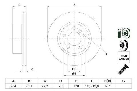 BMW 1 F20 118i 1.6 2015-2016 Bosch Ön Disk 284mm 2 Adet