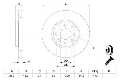 Opel Corsa C 1.6 2001-2005 Bosch Ön Disk 261mm 2 Adet (Z16SE)