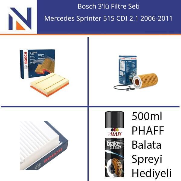 Mercedes Sprinter 515 CDI 2.1 2006-2011 Bosch 3'lü Filtre Seti
