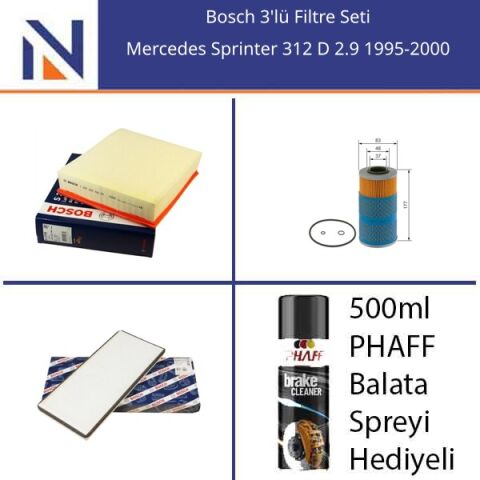 Mercedes Sprinter 312 D 2.9 1995-2000 Bosch 3'lü Filtre Seti