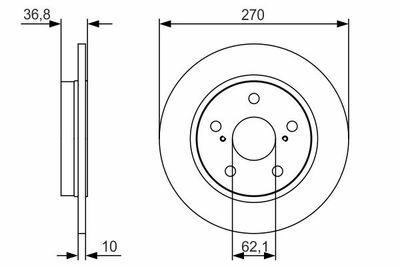 Toyota Auris E18 (12-19) 1.4 D4D 2012-2017 Bosch Arka Disk 270mm 2 Adet