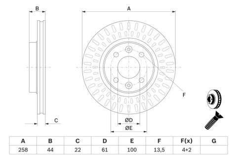 Renault Megane 2 1.4 2002-2008 Bosch Ön Disk 258mm 2 Adet (K4J)