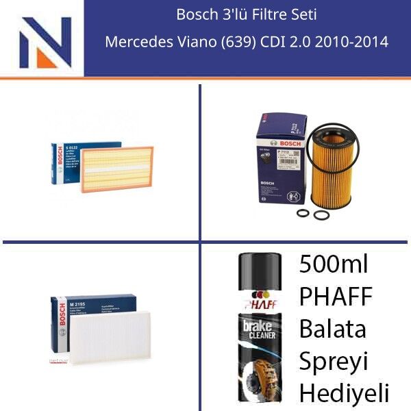 Mercedes Viano (639) CDI 2.0 2010-2014 Bosch 3'lü Filtre Seti