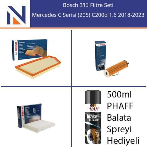 Mercedes C Serisi (205) C200d 1.6 2018-2023 Bosch 3'lü Filtre Seti