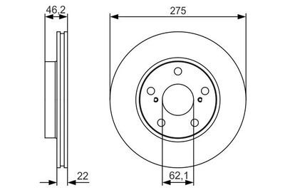 Toyota Auris E15 (06-12) 1.3 2008-2009 Bosch Ön Disk 275X22mm 2 Adet (1NR)
