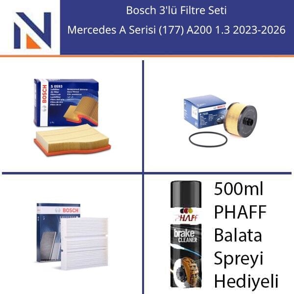 Mercedes A Serisi (177) A200 1.3 2023-2026 Bosch 3'lü Filtre Seti