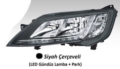 AYFAR FAR MOTORLU SOL  - SİYAH ÇERÇEVELİ LED (BALLAST HARİÇ) DUCATO MAXI -P.BOXER - C.JUMPER 14=> (ADET)