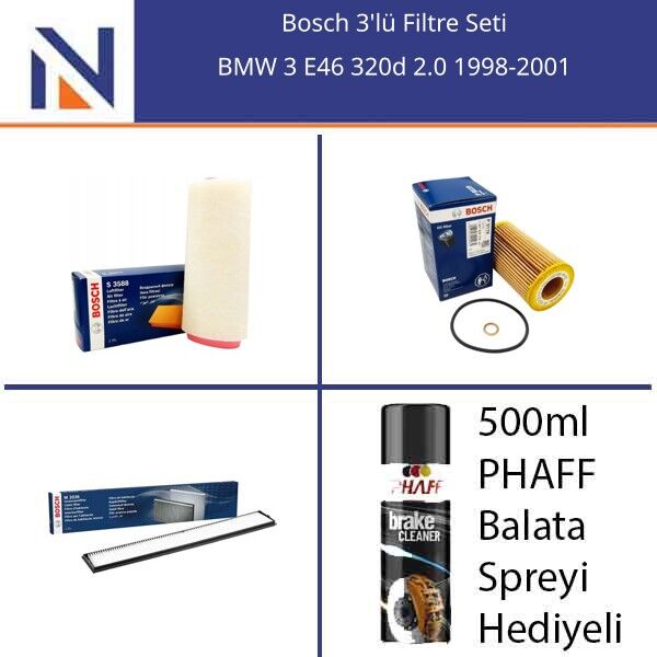 BMW 3 E46 320d 2.0 1998-2001 Bosch 3'lü Filtre Seti