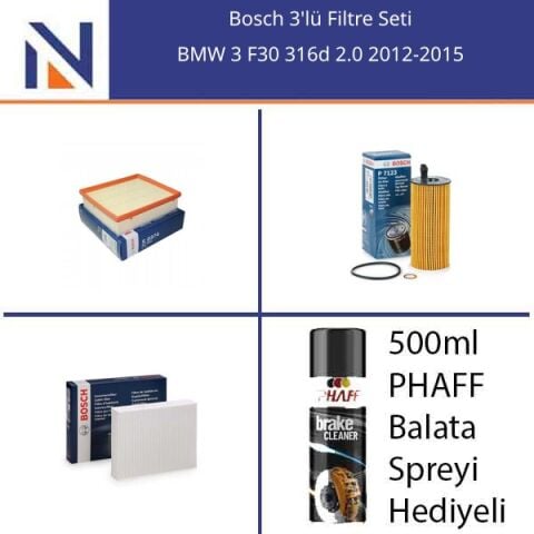 BMW 3 F30 316d 2.0 2012-2015 Bosch 3'lü Filtre Seti